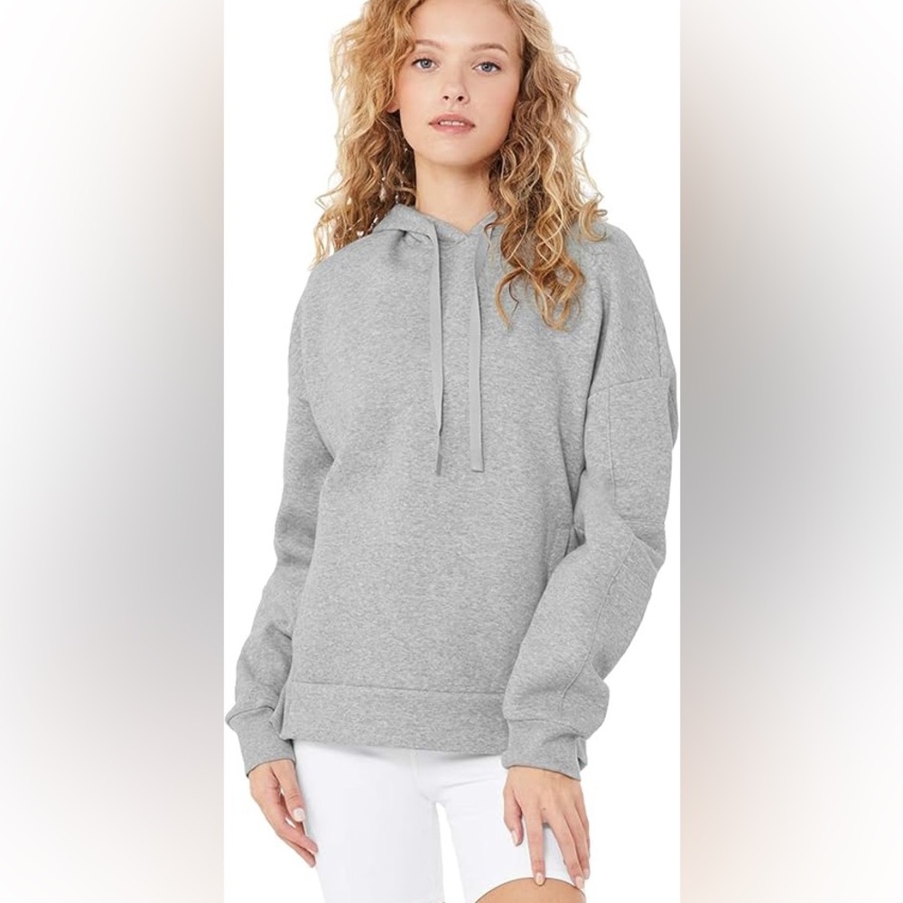 ALO YOGA XS DOVE GREY HEATHER INTERVAL HOODIE